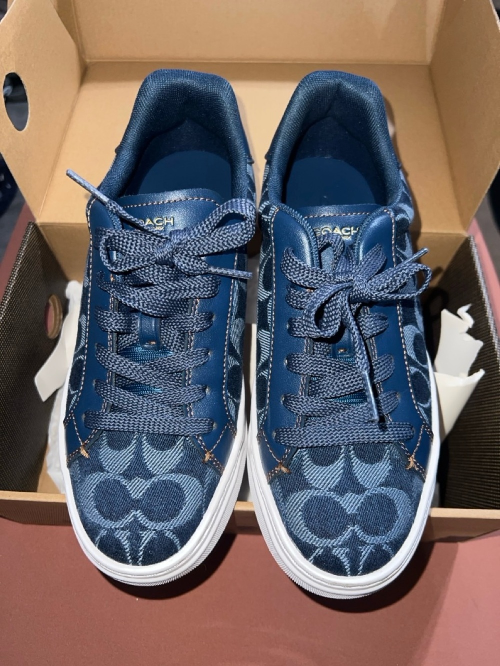 Coach Men's Blue Signature Low-Top Sneakers
